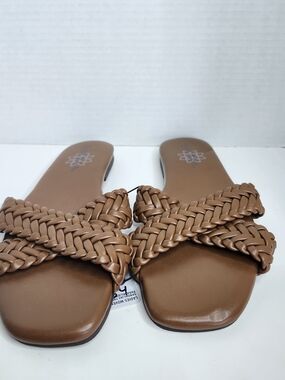 Serra Braided Slide Sandals in Brown